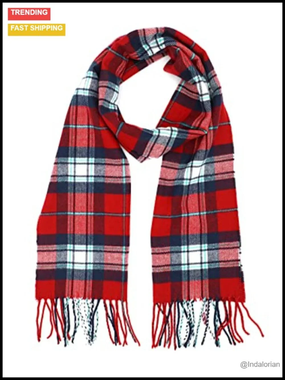 Soft Cashmere Feel Plaid Scarf - Lightweight Winter Cold Weather Wrap